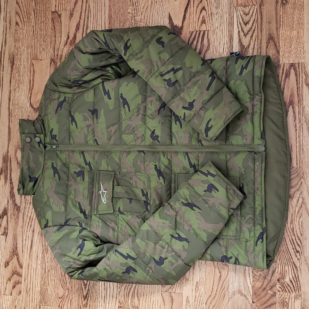 (M) Alpinestars Down-Filled Nylon Puffer Camo Military Outdoor Ski Snow Warm Wow